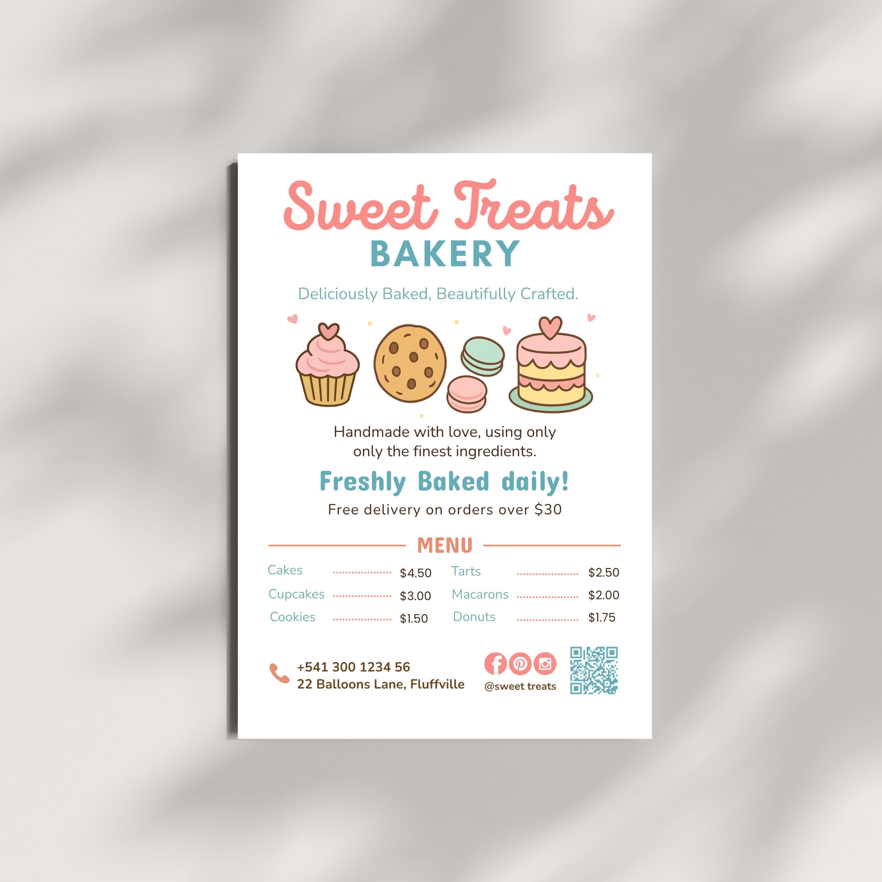 Bakery Flyer Template Editable Canva Home Bakery Small Menu Pastry Shop ...