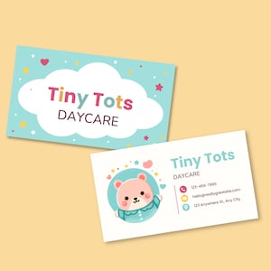 Tagespflege Visitenkarte Digitaler Download Kinderbetreuer Design Bearbeitbare Babysitter Karte Niedliche Vorschulvorlage Sofort druckbares Geschenk