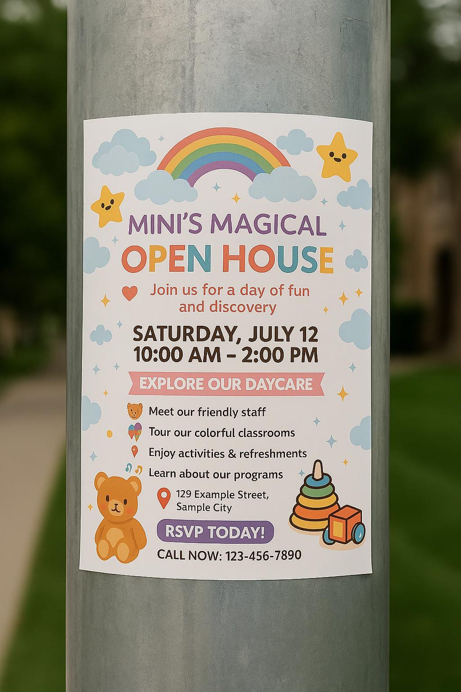 Daycare Flyer Template Editable Canva Preschool Childcare Marketing ...