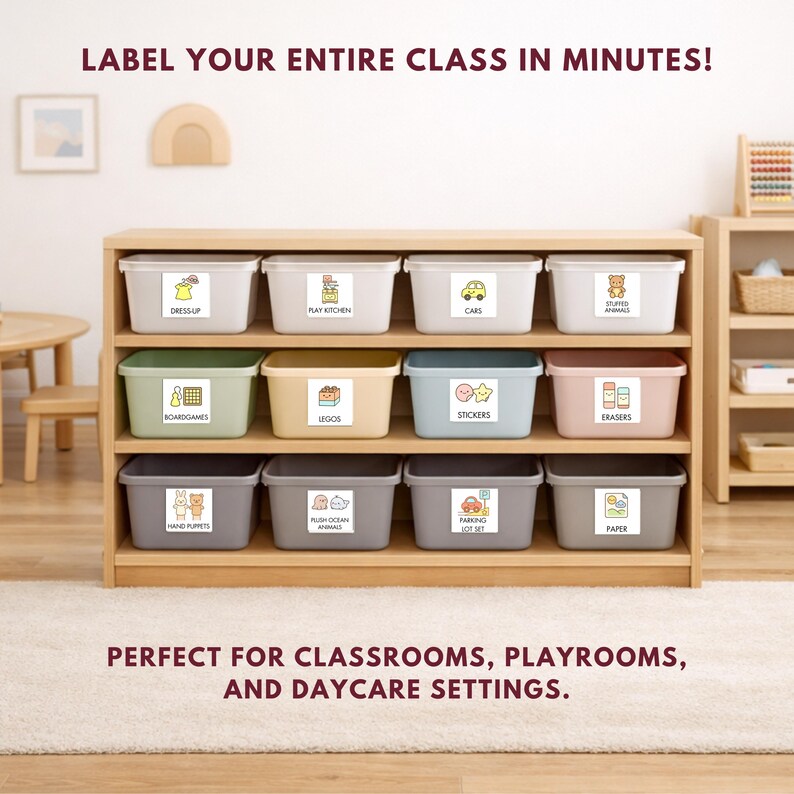 Daycare Labels Toy Bin Labels Template Editable Canva Classroom Labels