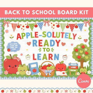 Kit per la bacheca di inizio anno scolastico, tema mela, decorazioni per l'aula, agosto, settembre, bentornato, bacheca per insegnanti, stampabile.