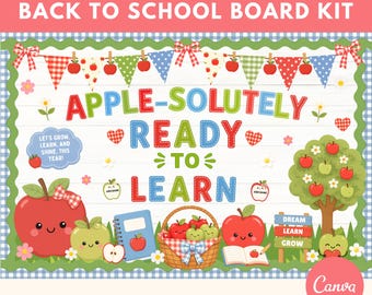 Kit para tablón de anuncios de regreso a clases con temática de manzanas, decoración para el aula, agosto-septiembre, bienvenida al regreso a clases, tablón de anuncios para profesores, imprimible.