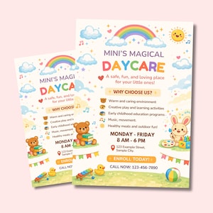 Kindertagesstätte Flyer Vorlage Bearbeitbare Canva Bunter Vorschule Kinderfürsorge Einschulungsflyer Printable Home Kita Marketing Poster Digitaler Download