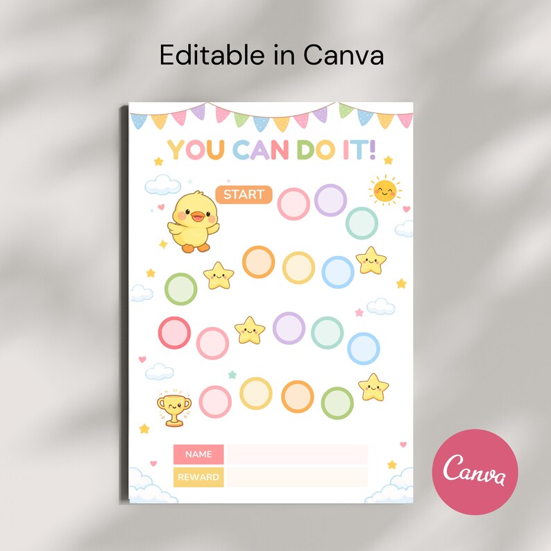 Reward Chart for Kids Printable Editable Canva Kids Behavior Chart ...