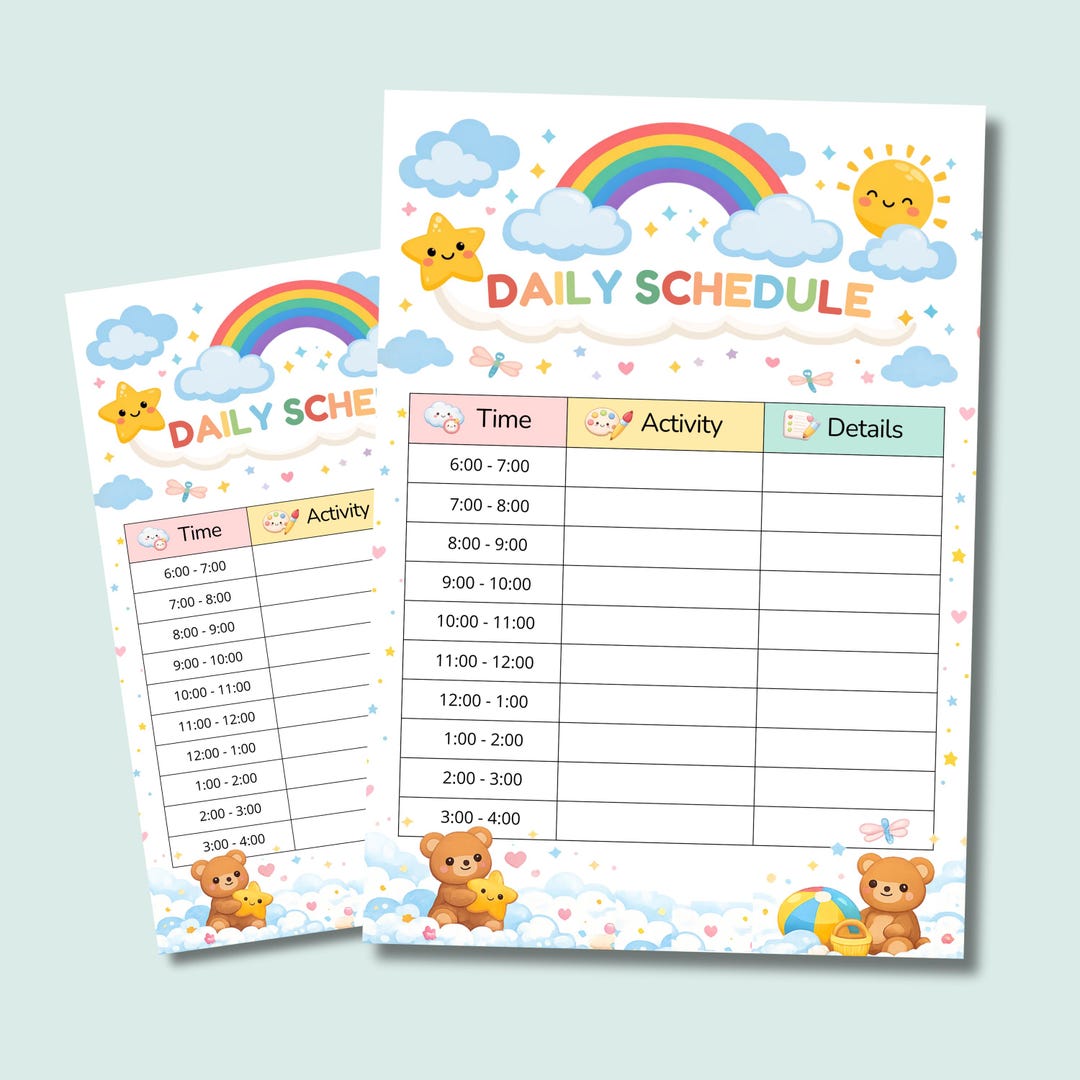Daycare Daily Schedule Template Editable Canva Preschool Routine Chart ...
