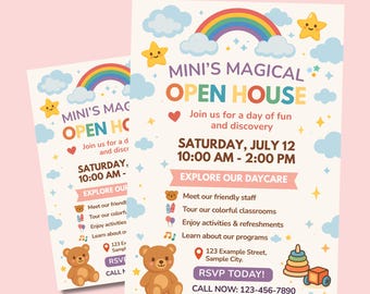 Daycare Flyer Template Editable Canva Preschool Childcare Marketing Enrollment Open House Printable Poster Infant Toddler Care Digital