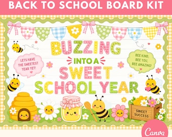 Kit para tablón de anuncios de regreso a clases con temática de abejas, decoración imprimible para el aula, agosto/septiembre, bienvenida al regreso a clases, descarga digital.