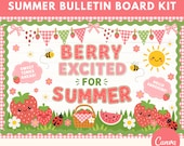 Summer Bulletin Board Kit Strawberry Theme Printable May June Classroom Decor Summer Bulletin Board Display Teacher Resource