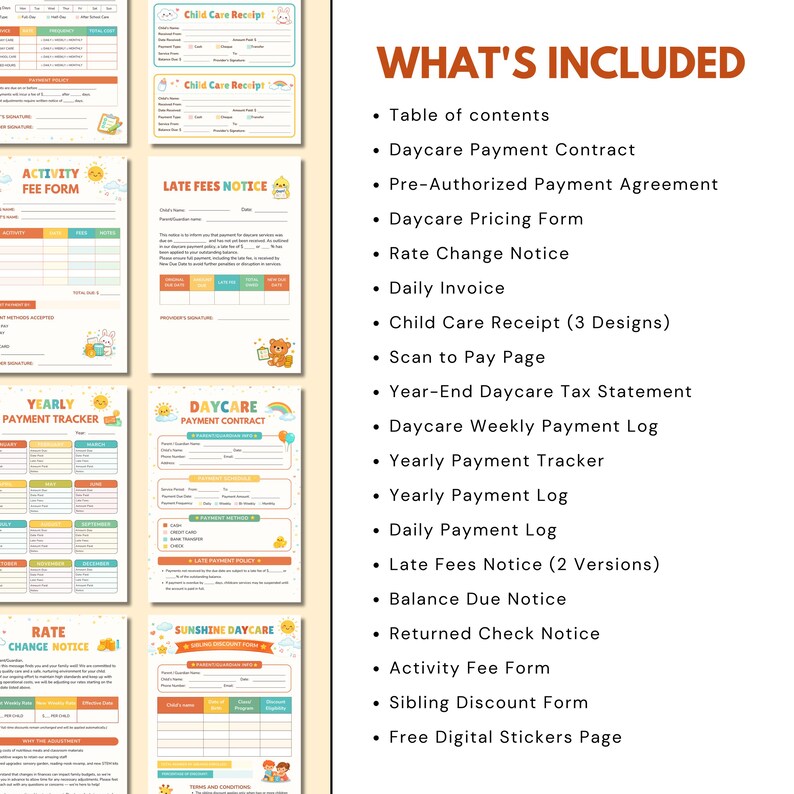 Daycare Payment Log Template Editable Canva Childcare Payment Tracker ...
