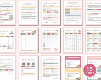 Editable Daycare Payment Tracker Canva Template Preschool Payment Log Forms Childcare Printable Invoice Sheet Tax Statement Daycare Pricing