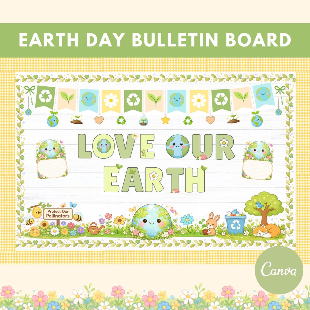 Earth Day Bulletin Board Kit Printable April Classroom Decor Preschool ...