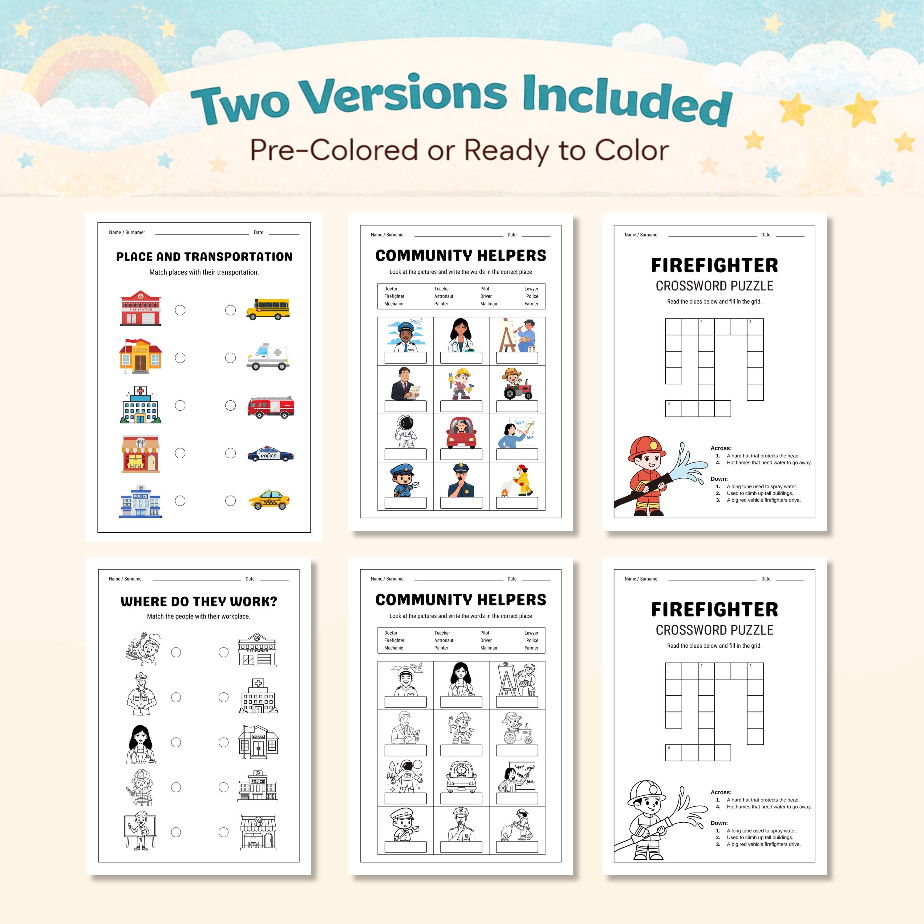 Community Helpers Activity Book Preschool Worksheets Printable PDF ...