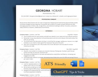 ATS Friendly Resume Template Word, Google Docs, ATS Resume, ATS Cv Resume Template, Minimalist Resume, Simple Resume, Basic Resume 2025