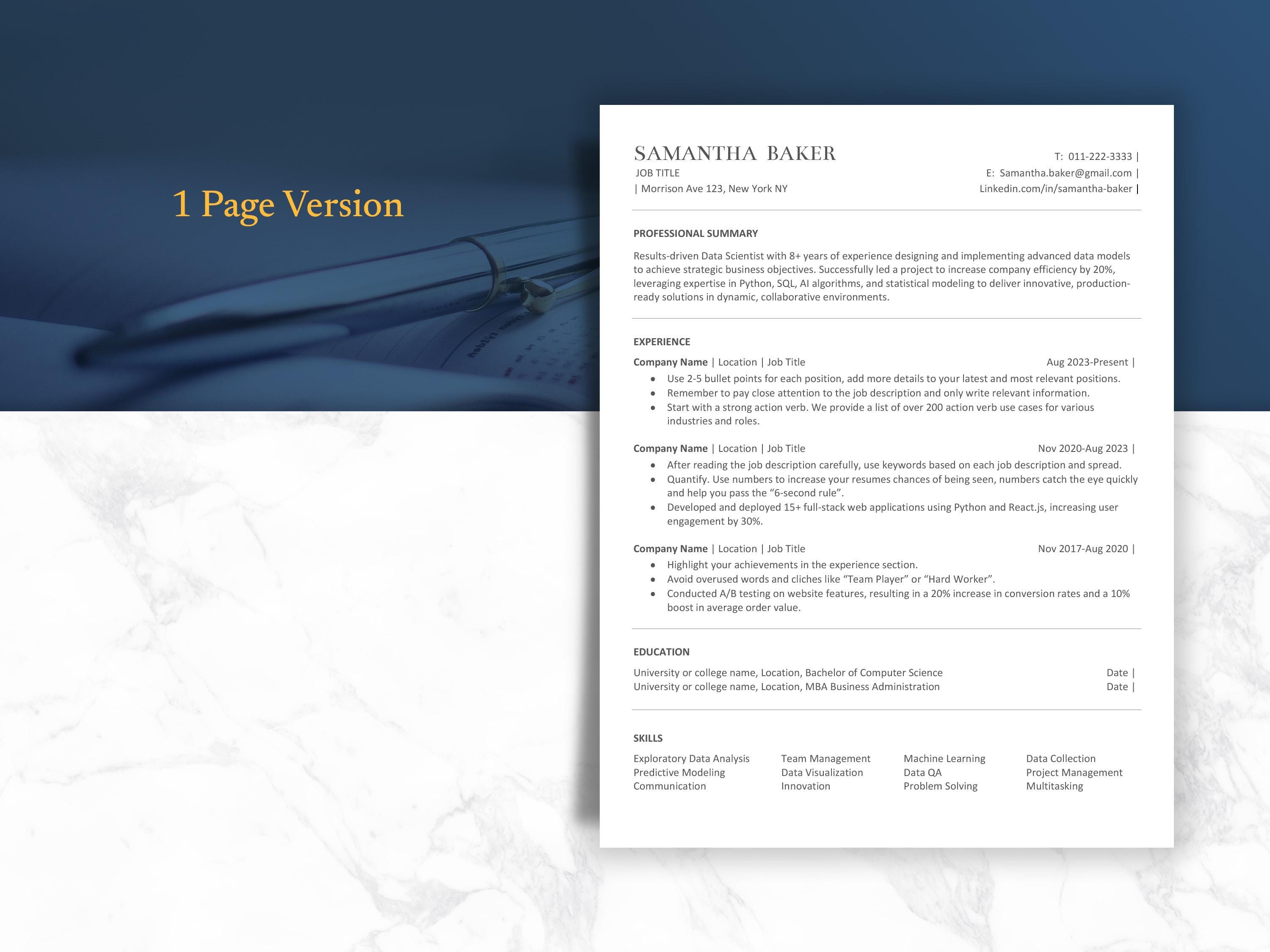 ATS Friendly Resume Template Word, Google Docs, ATS Resume, ATS Cv ...