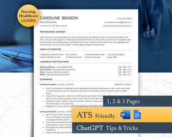 Nursing ATS Resume Template RN, LPN, Nurse Grad Medical Student Practitioner Physician Cv Word Google Docs, professional Registered Nurse Cv