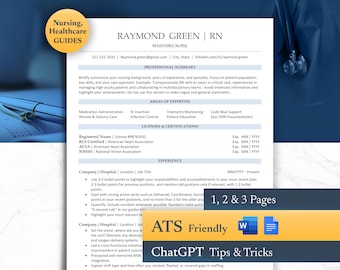 Nursing ATS friendly Resume Template + cover letter & references - Google Docs, Word Travel Nurse Resume, Professional, Clean CV Template RN