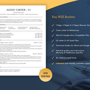 Nurse ATS friendly resume for Word & Google Docs, travel nurse cv, DNP resume template, remote nurse resume templates | professional resume design RN ats resume, CNA resume CV clean ATS optimized resume template