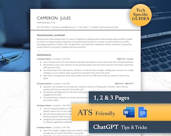 ATS-freundlicher Lebenslauf, Anschreiben und Referenzen - Software-Ingenieur, IT-Spezialist | Microsoft Word & Google Docs, Clean Modern ATS cv
