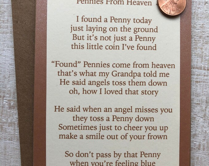 Pennies From Heaven Card - Etsy