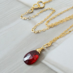 Natural Garnet 14k gold fill Necklace. Genuine burgundy Stone.  Dark Red pendant, January birthstone jewelry.  Gold, Silver, Rose Gold