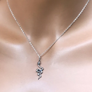 Sterling Silver Serpent Snake Pendant Necklace, Minimalistic Zodiac Charm, Kundalini Yoga Jewelry, Spiritual Symbol, Gift for Her, Him.