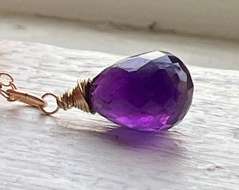 Amethyst Pendant Necklace: 14k Gold Fill, Dainty Jewelry