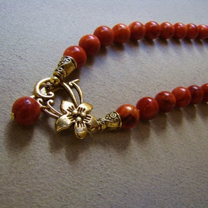 Natural Red Brown Corals Necklace, beaded gemstone jewelry, bamboo corals. Gift for her. image 4