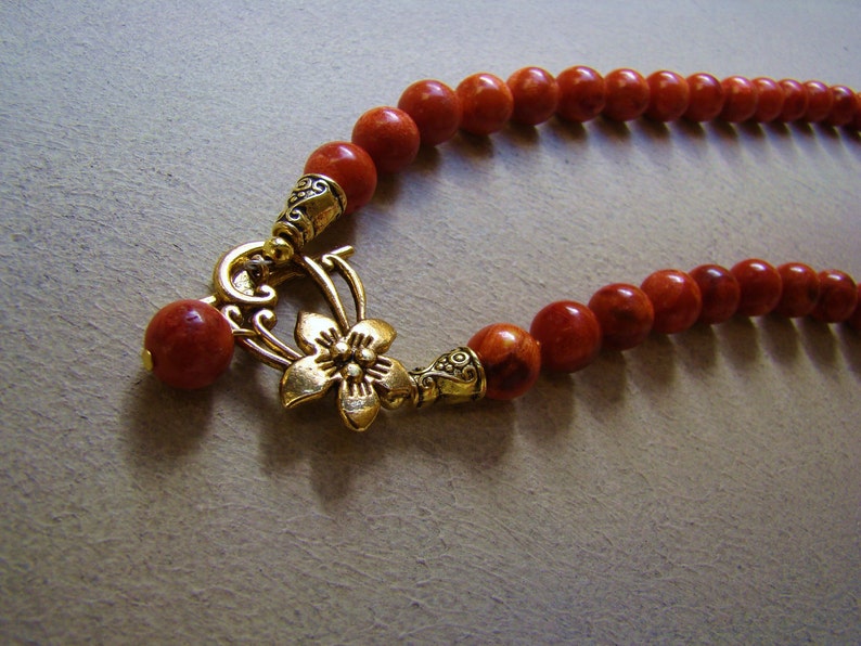 Natural Red Brown Corals Necklace, beaded gemstone jewelry, bamboo corals. Gift for her. image 4