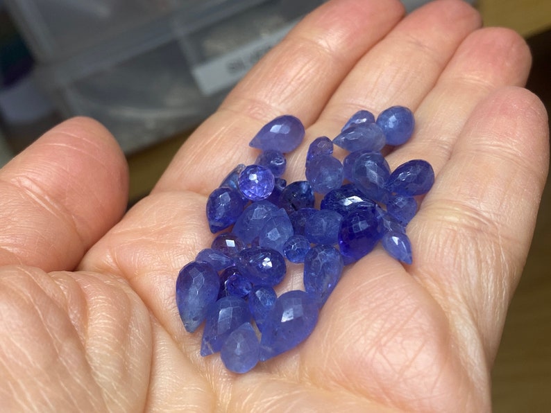 Sale Tiny Periwinkle Tanzanite stone Petite Earrings, natural Purple blue dangle drops, handmade jewelry. image 10