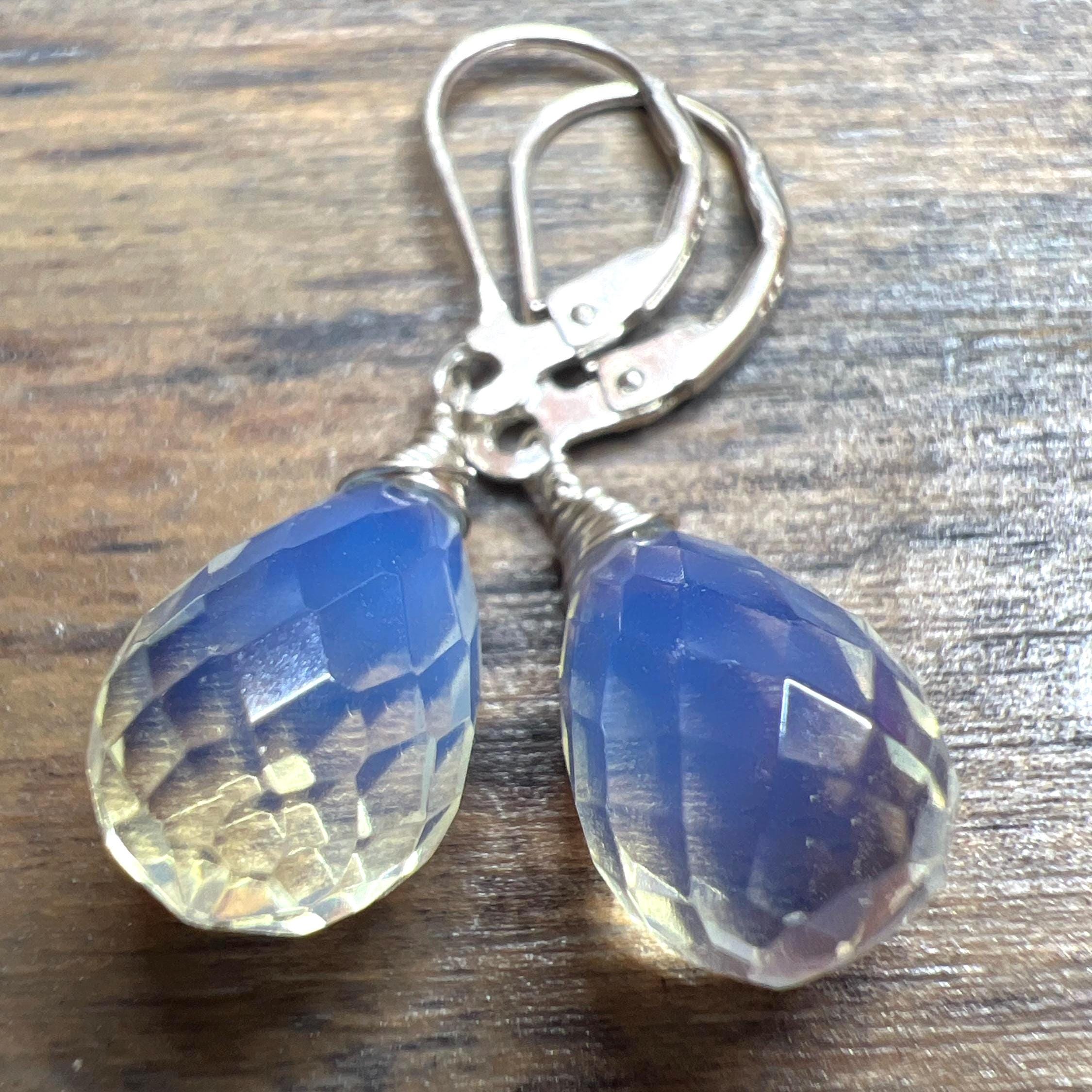 Boucles D'oreilles Pendantes Argent 925 Avec Pierre De Lune & Opaline - Marque Tres.Or, Neuf Avec étiquettes