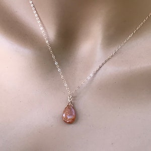 Natural Sunstone Pendant 14k Gold Fill Necklace, Orange Stone Jewelry ...