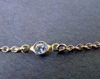 Gold chain Necklace. Rhinestone necklace. Tiny sparkle. CZ link necklace. Modern jewelry. Minimalist. Extra long. Layered necklace