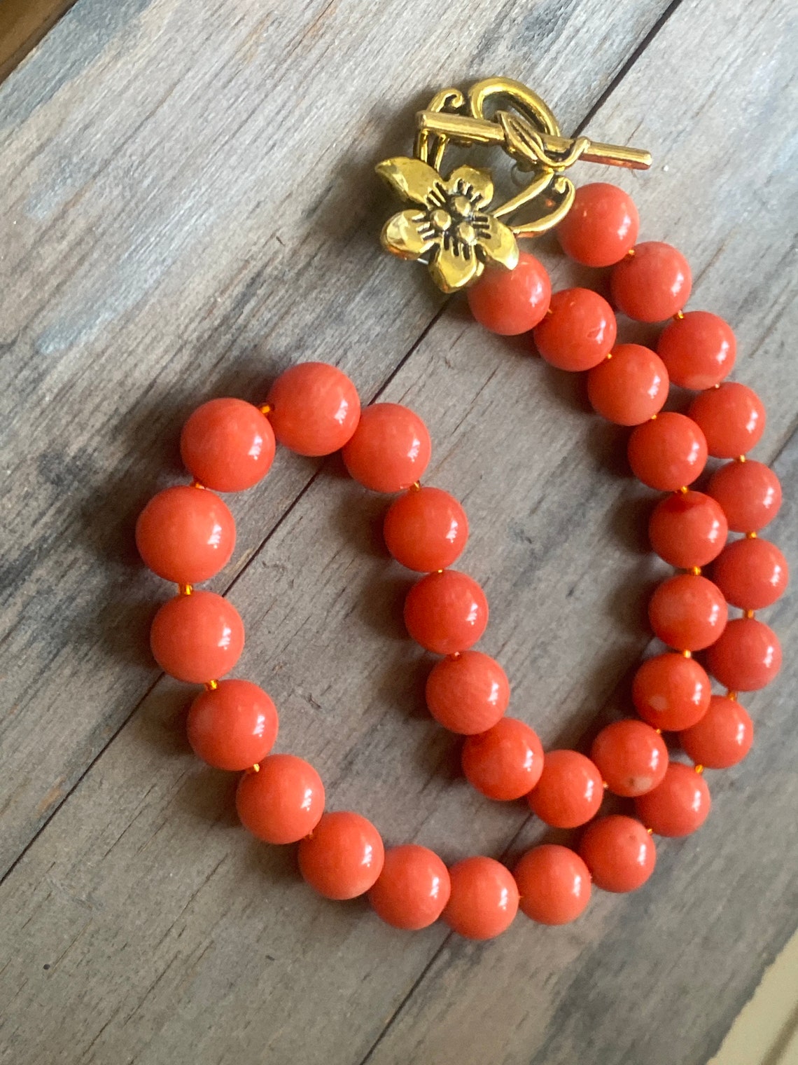 SALE Orange Coral Necklace. Natural corals. Bright orange Etsy