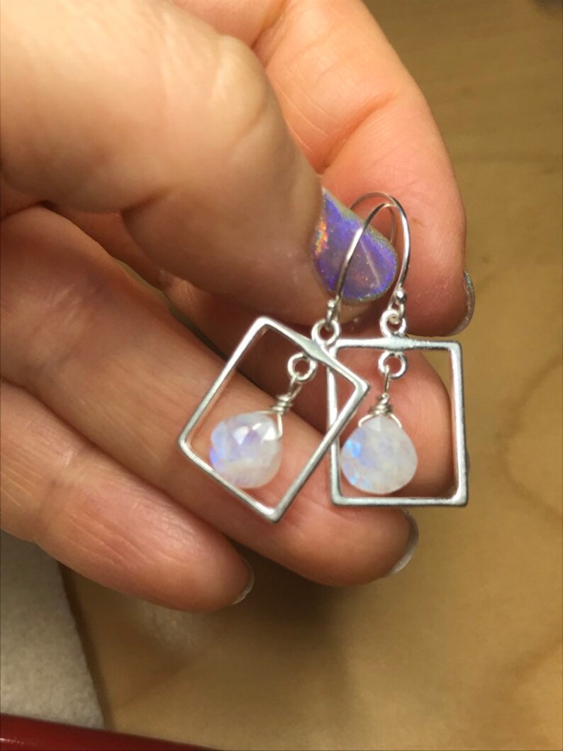 •CELESTIAL NAVIGATION• rainbow moonstone + gold earrings