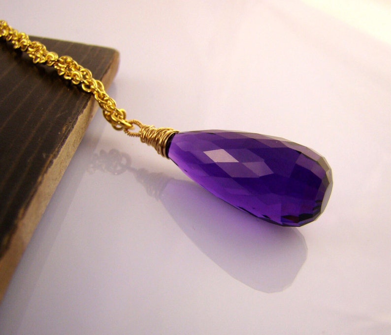 Big Purple Amethyst Pendant Ultra Violet Necklace Image 0