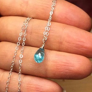 Neon Blue Apatite Teardrop Pendant: Sterling Silver Gemstone Necklace