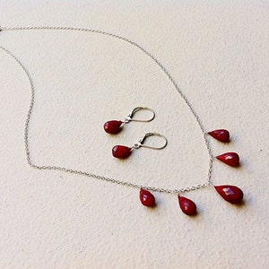 Indian Burgundy Ruby Necklace sterling silver. Natural Dark Red Ruby jewelry. July birthstone. Feminine zdjęcie 5