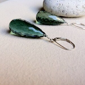 Luxury Green Amethyst Sterling Silver Teardrop Earrings: Statement Jewelry image 5