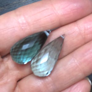Aquamarine earrings, luxury jewelry, blue green aqua dangles, statement earrings, sterling silver pave image 7