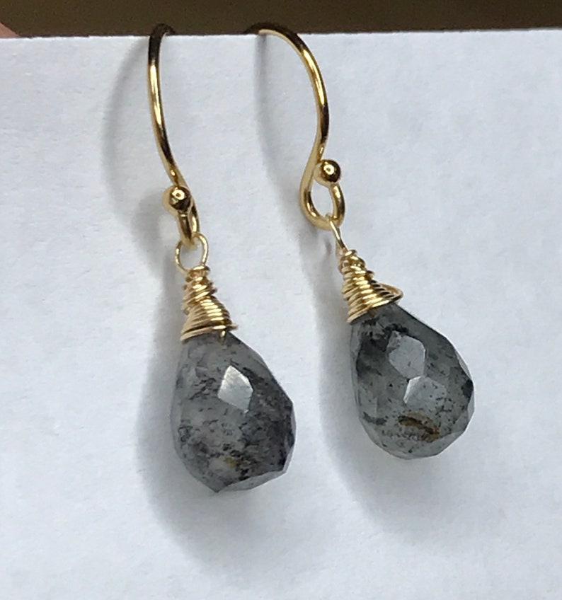Sale Black Rutilated Quartz Dangle Gold Earrings. Rutile Etsy Hong Kong