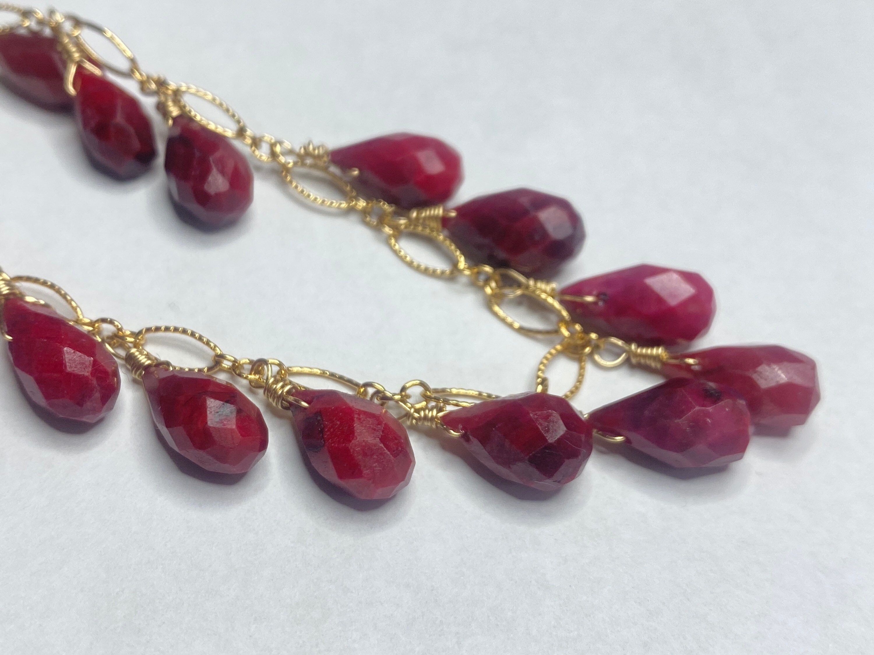 Red Ruby Gold Fill Bracelet opaque burgundy gemstone | Etsy