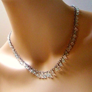 Aquamarine Topaz Gemstone Necklace: Sterling Silver Wire Wrapped Jewelry