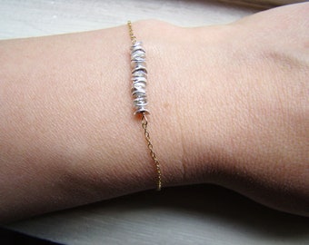 Dainty Petals Bracelet: 14k Gold Fill Chain, Mixed Metal Jewelry