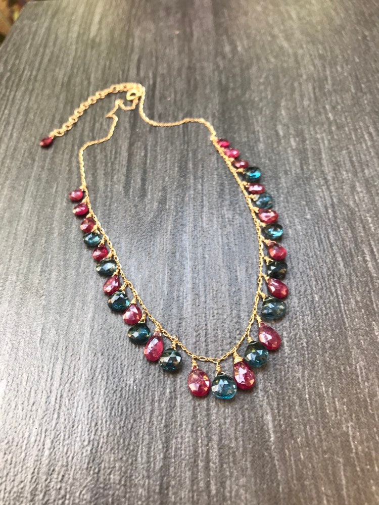 Ruby London Blue Topaz necklace 14k gold Chain natural | Etsy