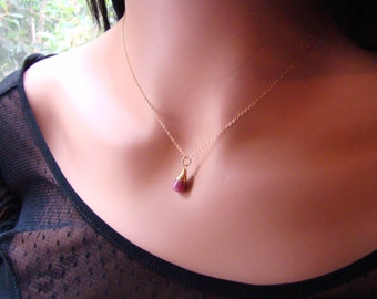 Sale Pink brown Rhodonite Gold pendant teardrop Necklace, genuine gemstone jewelry, minimalist necklace.  Wire Wrapped