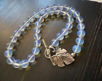 Opalite Moonstone Necklace - Opaline white Gemstone  Opal Jewelry. Beaded necklace.  Gift for her