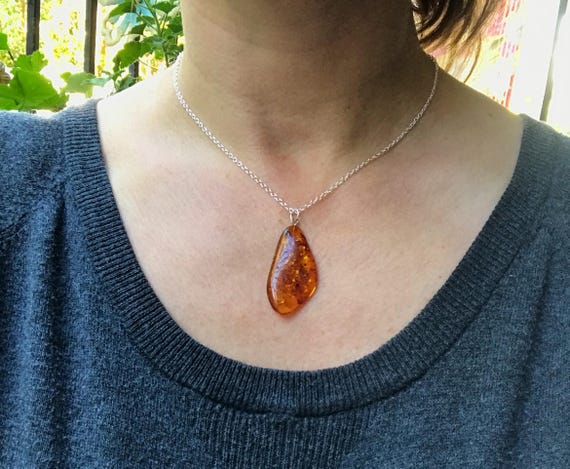 925 Sterling Silver and Amber Pendant Necklace from Mexico - Sweet  Porcupine Treasure | NOVICA