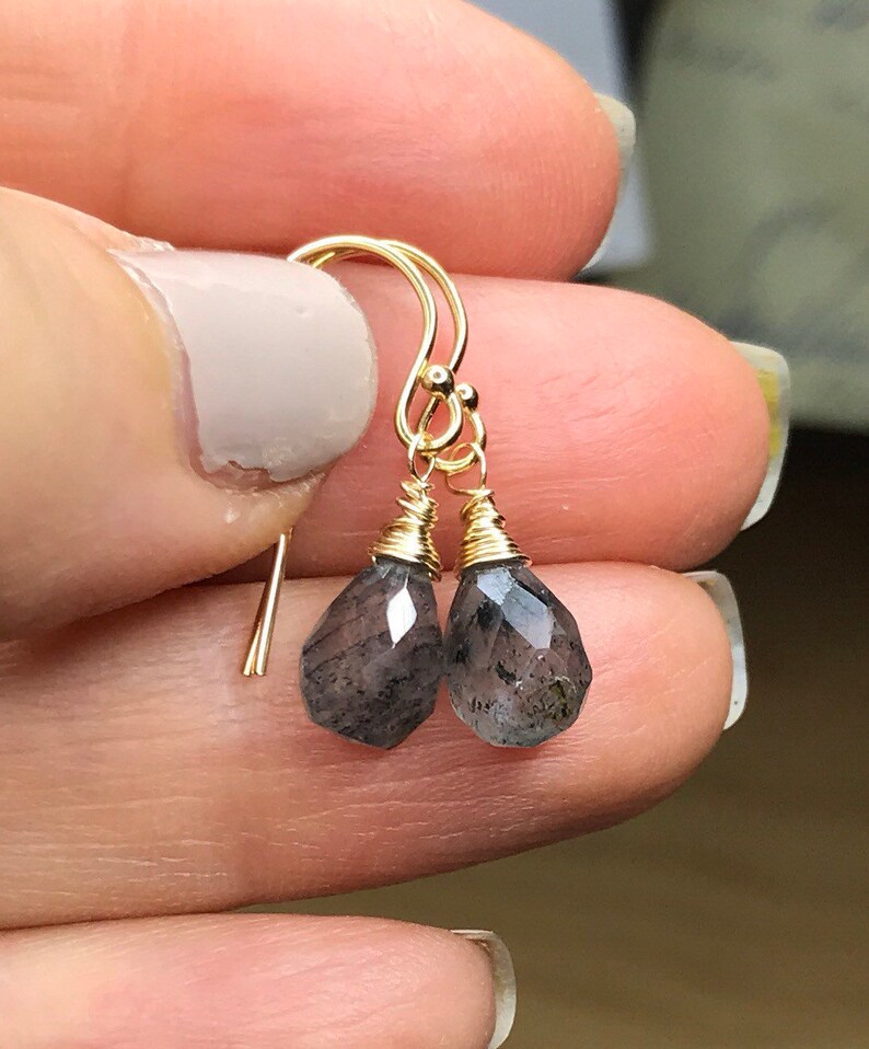 Sale Black Rutilated Quartz Dangle Gold Earrings. Rutile Etsy Hong Kong