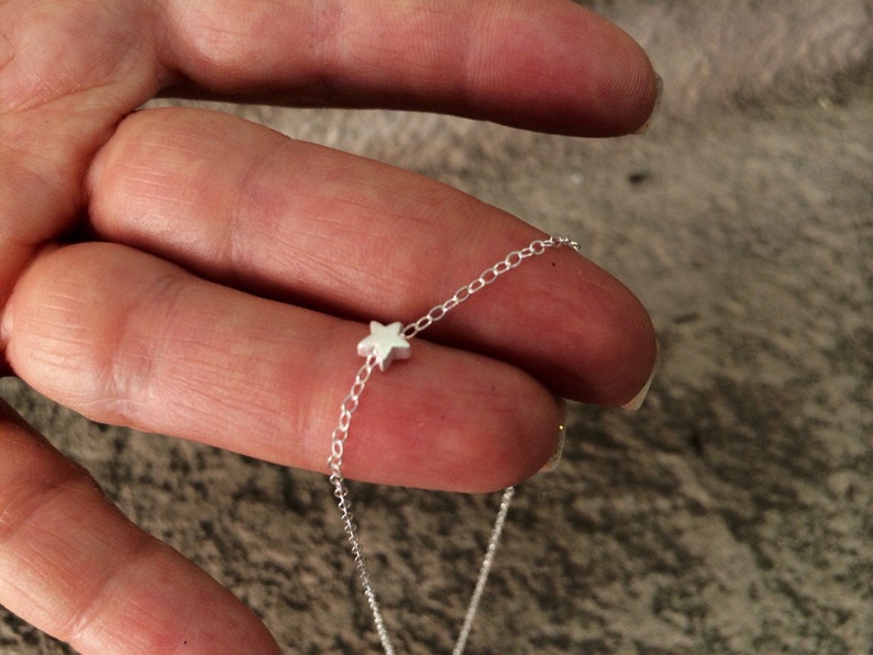 Tiny Star Charm Sterling Silver Pendant Choker Necklace Etsy