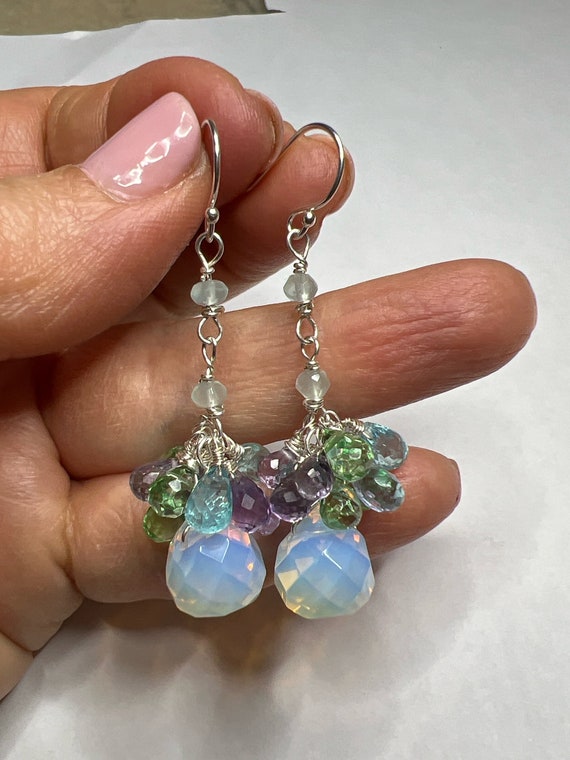 Orecchini turchesi: pendenti quadrati in argento sterling, gioielli boho, - Italia